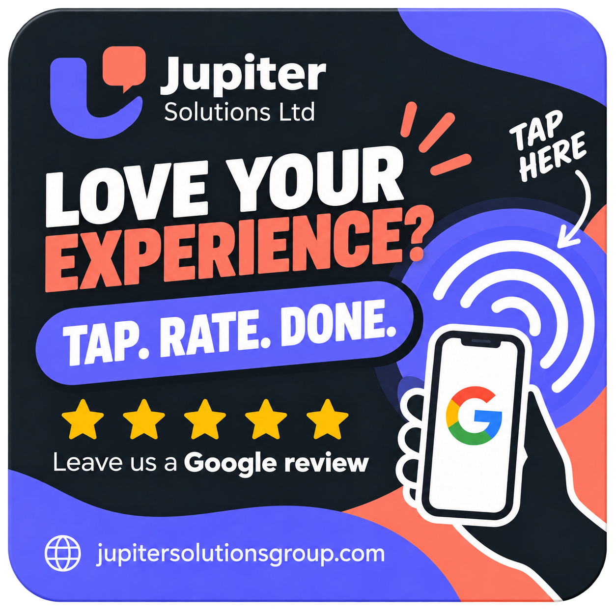Supplied Dark review card design
